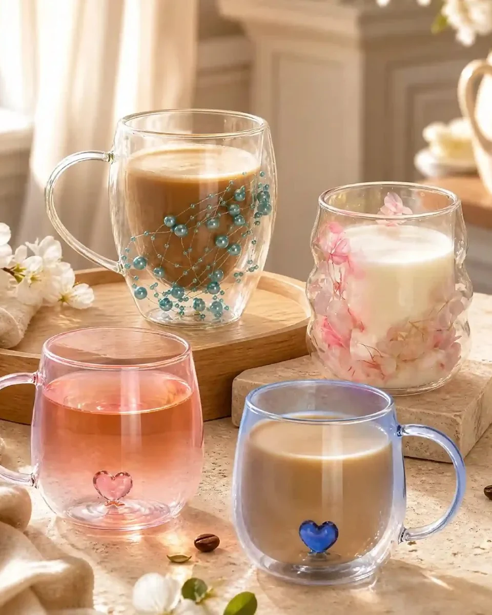 Heat-Resistant Double Wall Borosilicate Glass Coffee Mugs Bulk Manufacturer