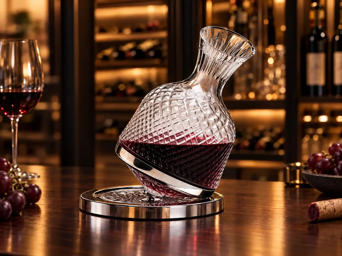 1000 ml Rotating Crystal Wine Decanter with Glass Base - Wholesale Factory Direct China