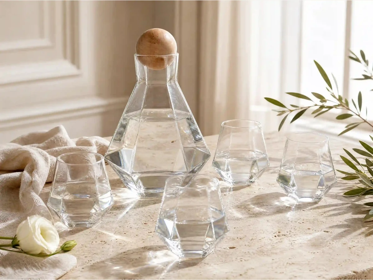Six-Edge Ice-Clear Decanter Set with Round Stopper XZWS-001 wholesale - Wholesale Factory Direct China