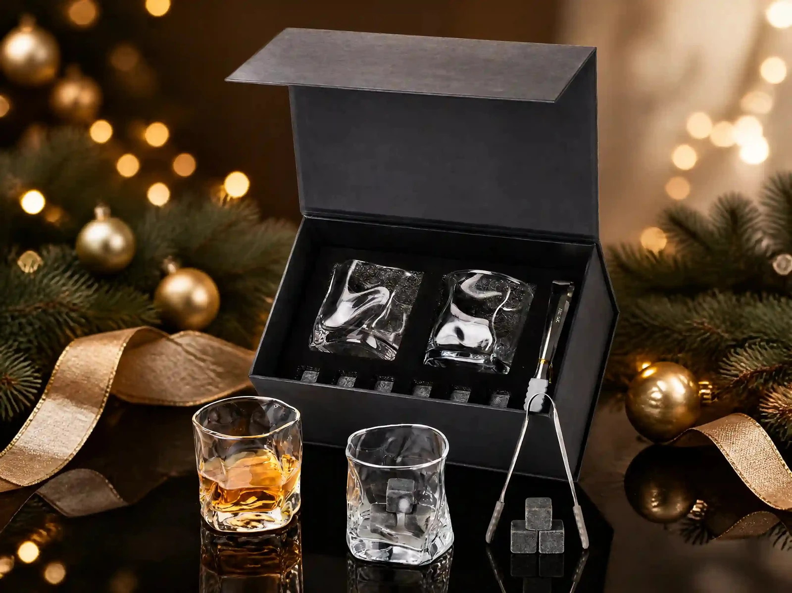 XZ4008-1 Two-Glass Magnetic Whiskey Gift Box - Wholesale Factory Direct China