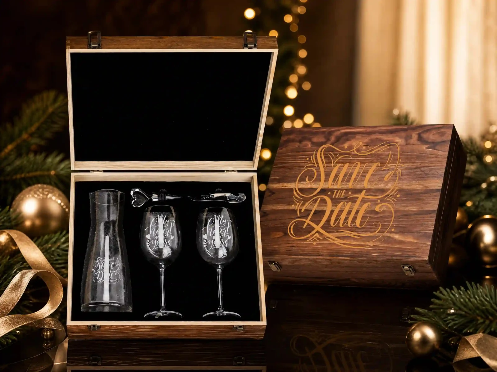 XZM006-1 Wine Decanter and Two Stemmed Glasses Gift Set - Wholesale Factory Direct China