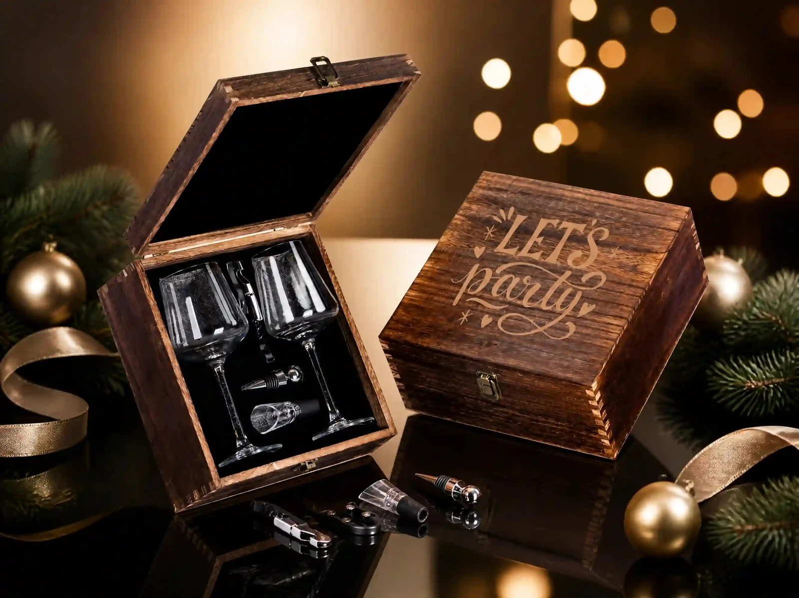 XZM108-A Two Slim Wine Glasses Accessory Gift Set - Wholesale Factory Direct China