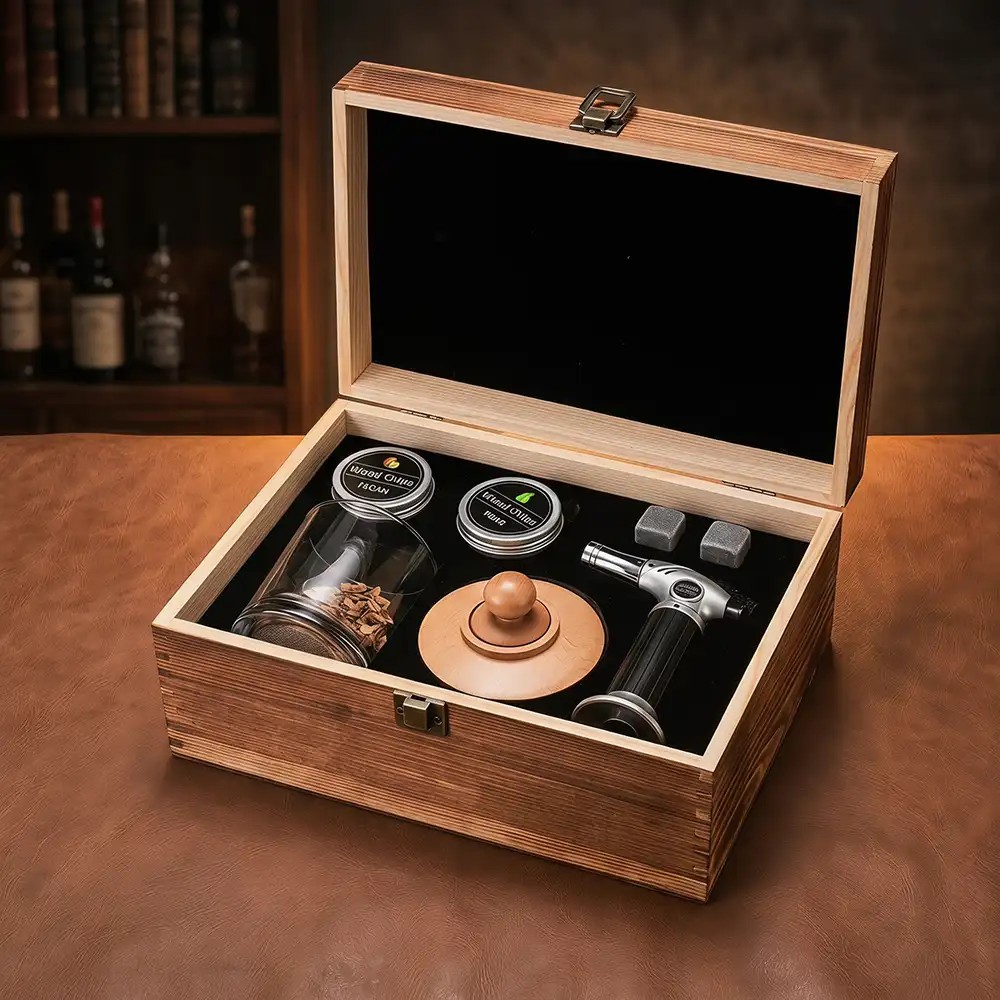 Deluxe Smoked Cocktail Kit with Wooden Box and Glassware