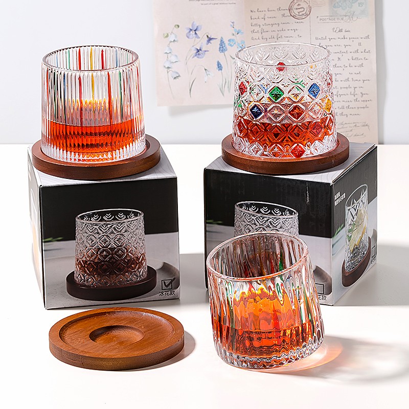 XZ0107-2D Painted Rolling Rocks Tumbler with Wooden Base - Single Color Box Packaging